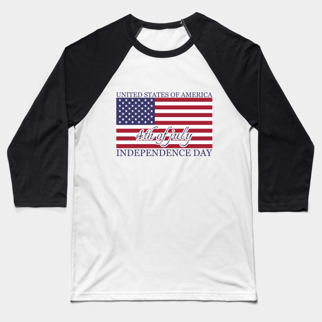 4th of july independence day Baseball T-Shirt by MEJIKU